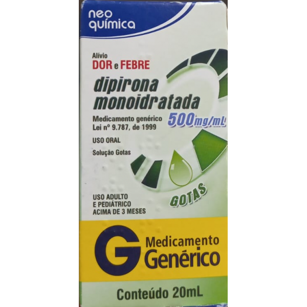 DIPIRONA MONOIDRATADA 500MG/ML SOLUÇÃO GOTAS 20ML